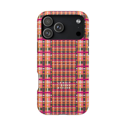 Peach-ish Plaid Impact-Resistant Phone Case