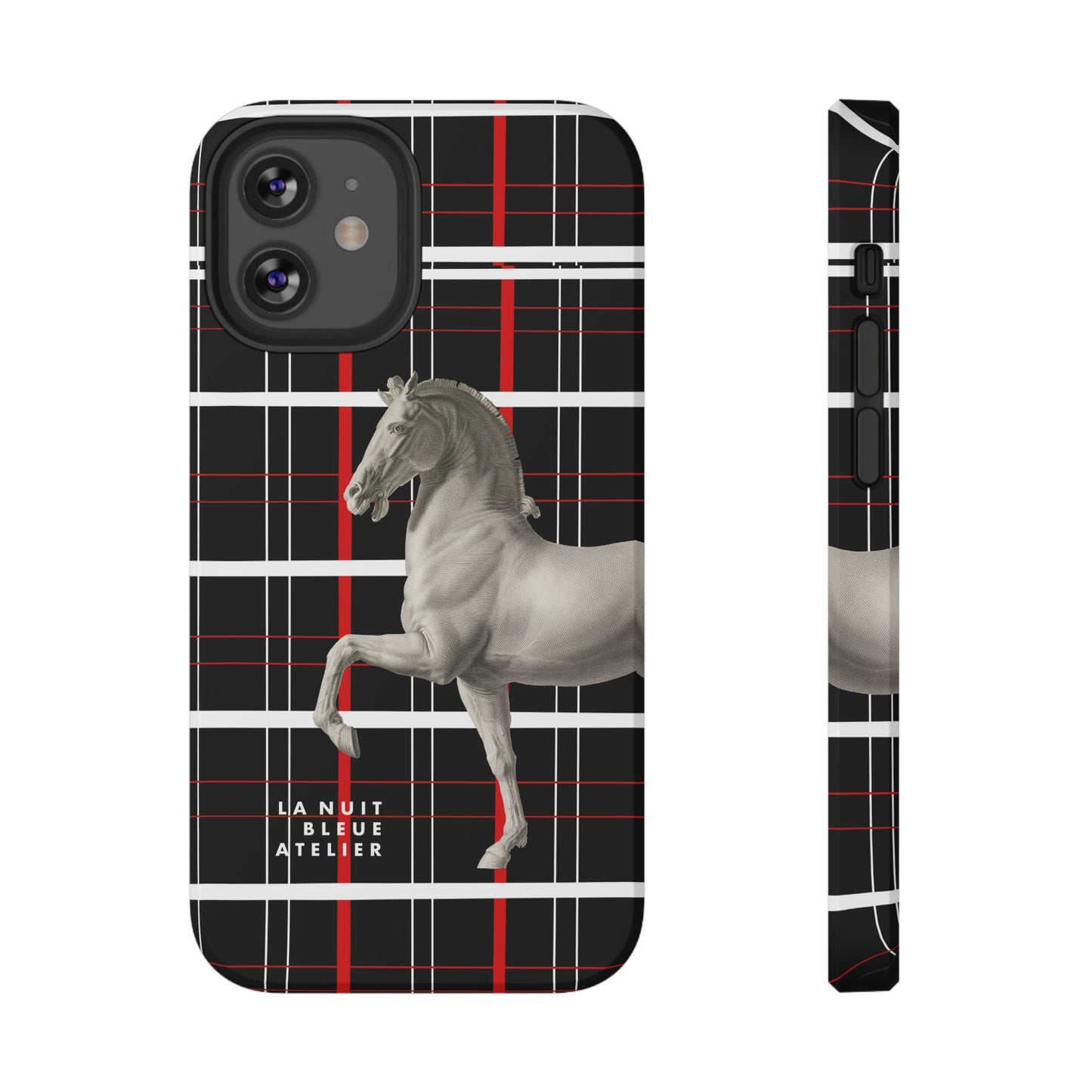 Plaid Horse Impact-Resistant Phone Case