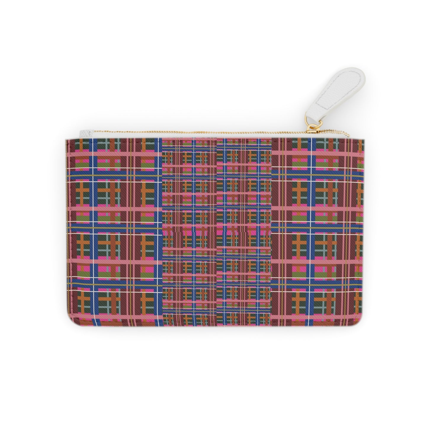 Pinky Blue Plaid Mini Vegan Wallet