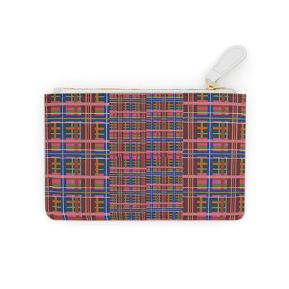 Pinky Blue Plaid Mini Vegan Wallet