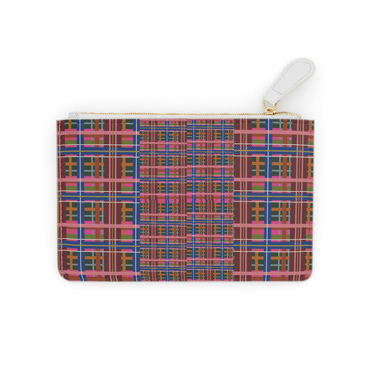 Pinky Blue Plaid Mini Vegan Wallet