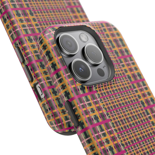 Fuchsia Plaid Impact-Resistant Phone Case