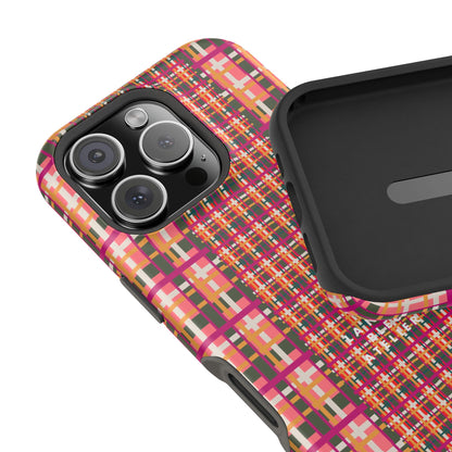 Peach-ish Plaid Impact-Resistant Phone Case