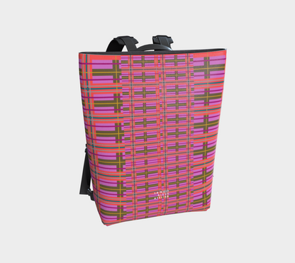 Pink Plaid Vegan Leather Backpack