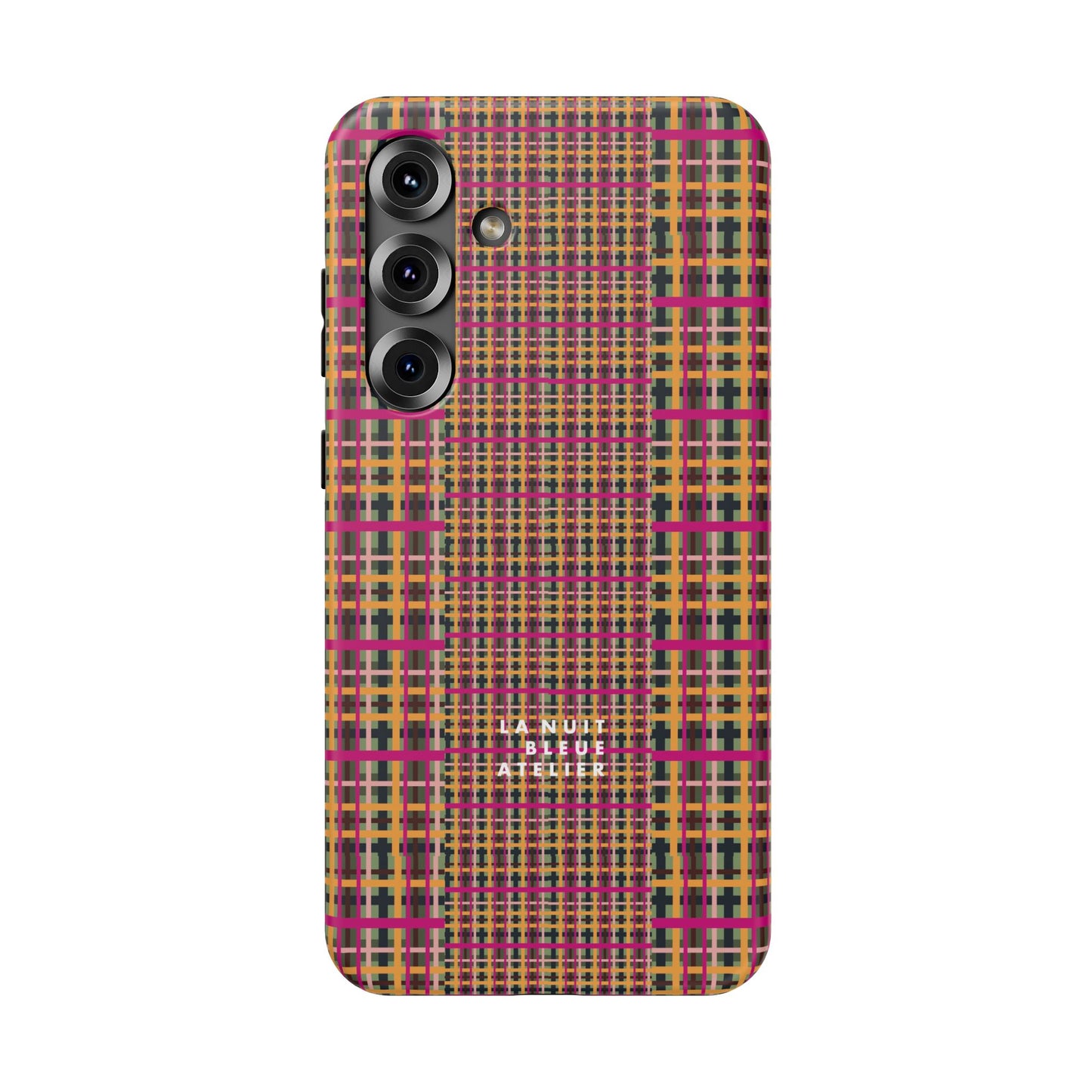 Fuchsia Plaid Impact-Resistant Phone Case