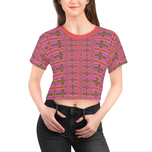 Pink Plaid Lightweight Crop Tee