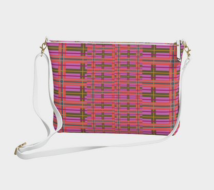 Pink Plaid Vegan Leather Crossbody Purse