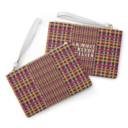 Fuchsia Plaid Vegan Leather Wristlet