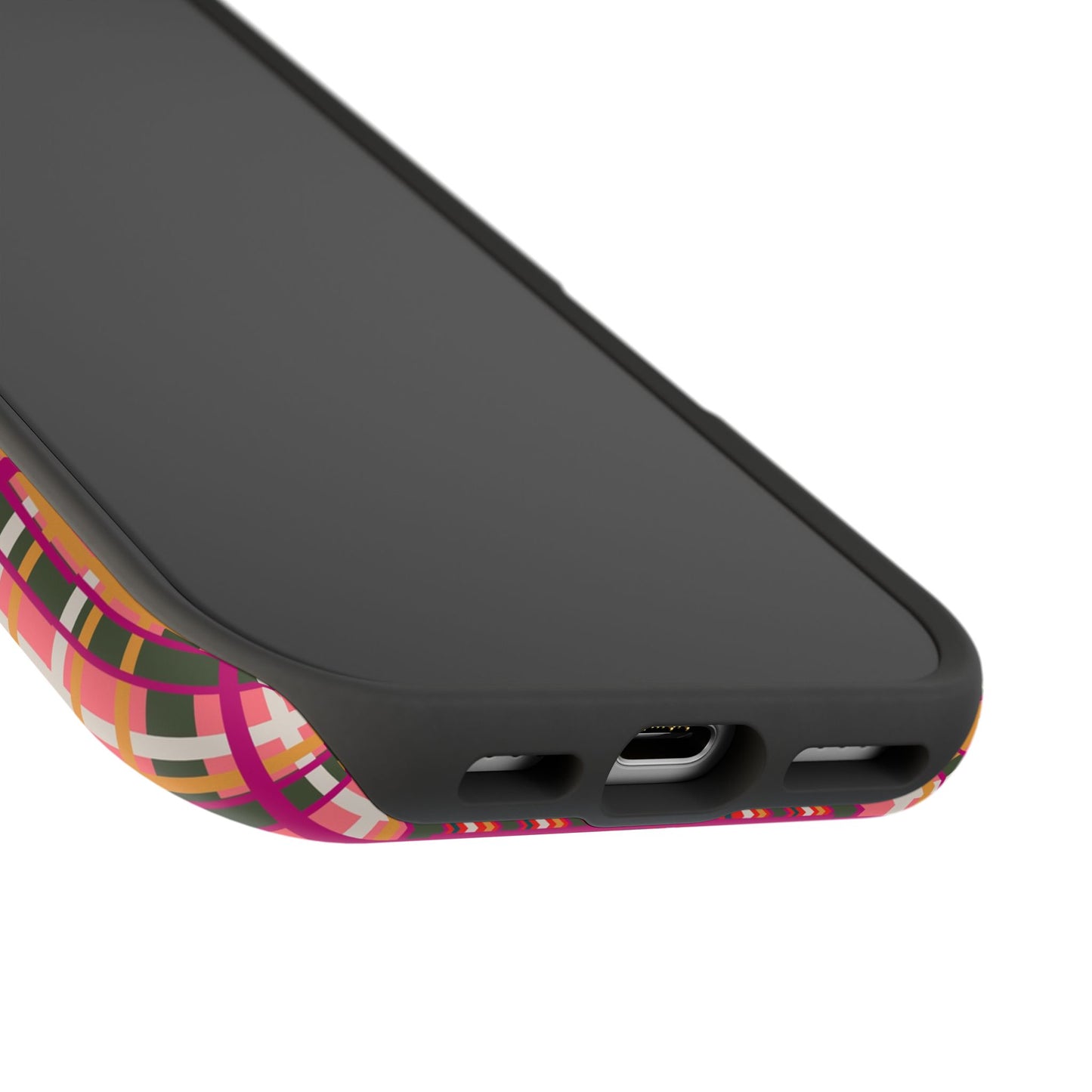 Peach-ish Plaid Impact-Resistant Phone Case