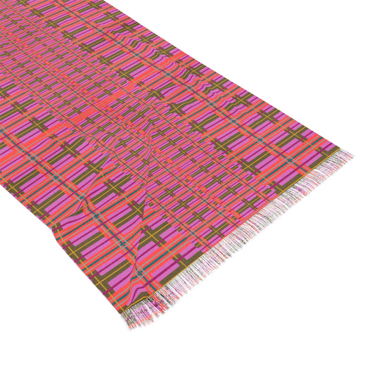 Pink Plaid Lightweight Shawl