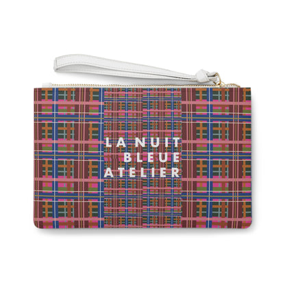 Pinky Blue Plaid Vegan Leather Wristlet