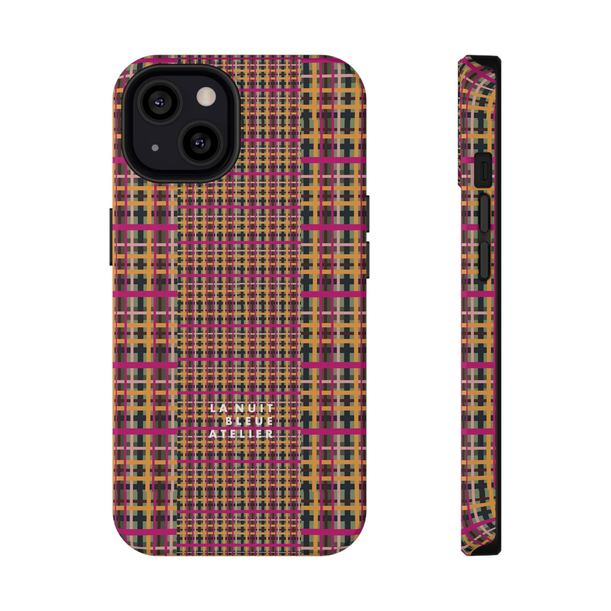Fuchsia Plaid Impact-Resistant Phone Case