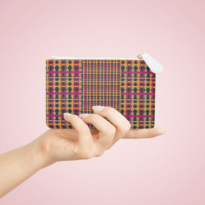 Fuchsia Plaid Mini Vegan Wallet