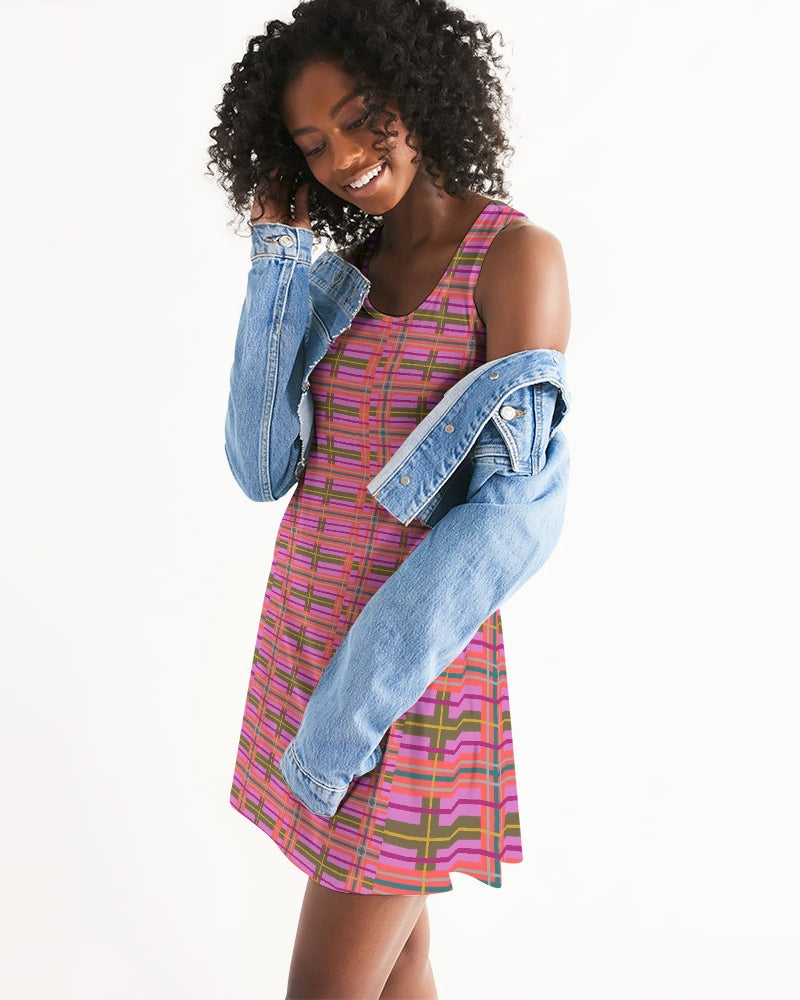 Pink Plaid Women's Racerback Dress Pink Plaid / XS