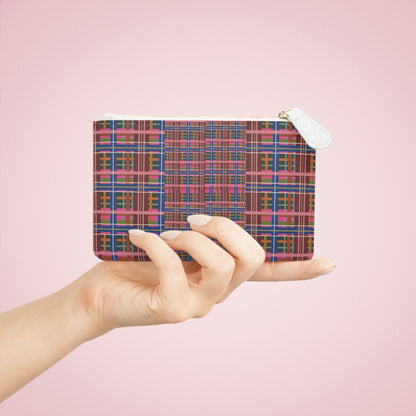 Pinky Blue Plaid Mini Vegan Wallet