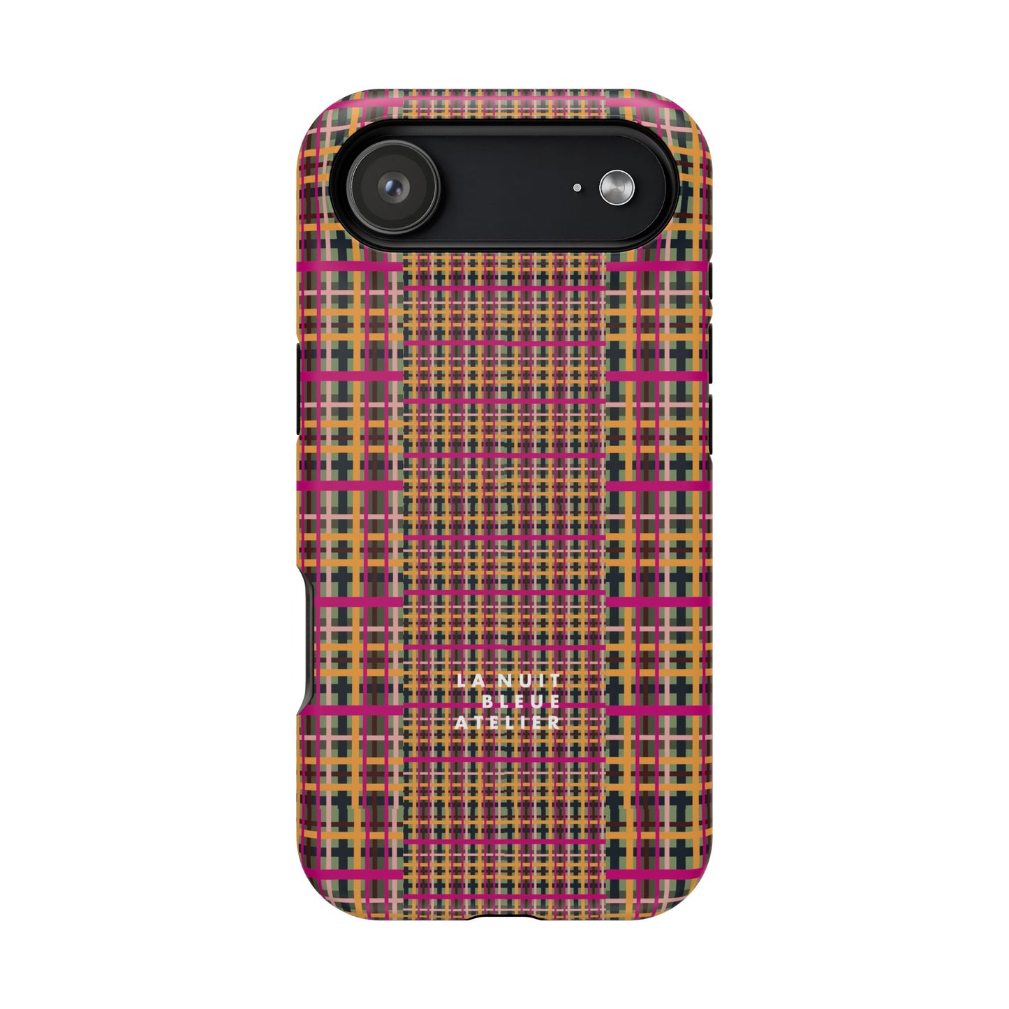 Fuchsia Plaid Impact-Resistant Phone Case