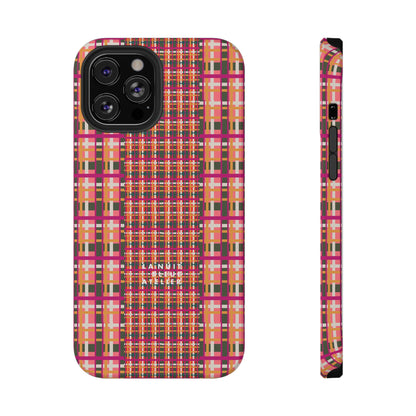 Peach-ish Plaid Impact-Resistant Phone Case