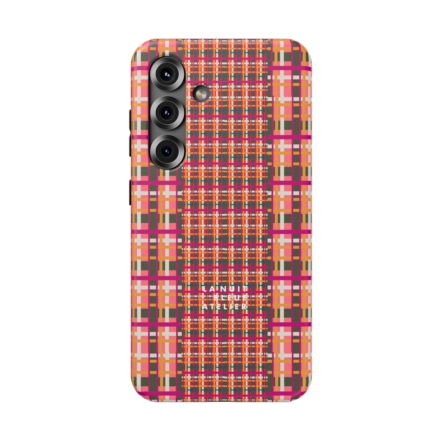 Peach-ish Plaid Impact-Resistant Phone Case