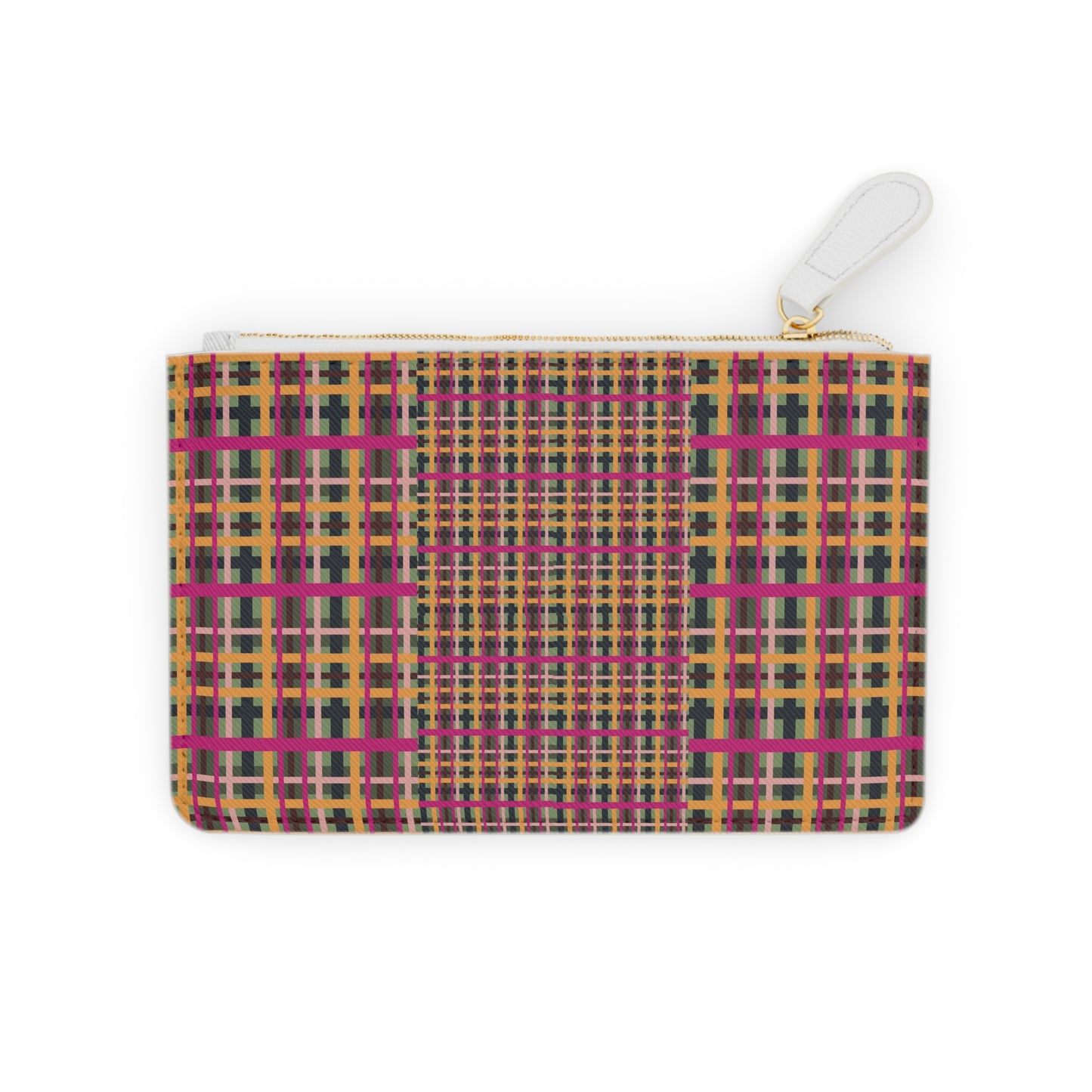 Fuchsia Plaid Mini Vegan Wallet