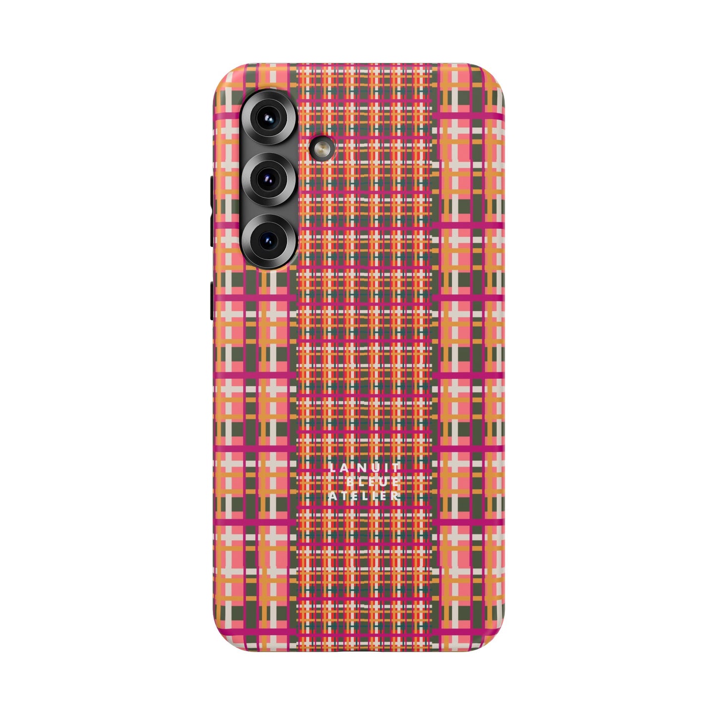 Peach-ish Plaid Impact-Resistant Phone Case