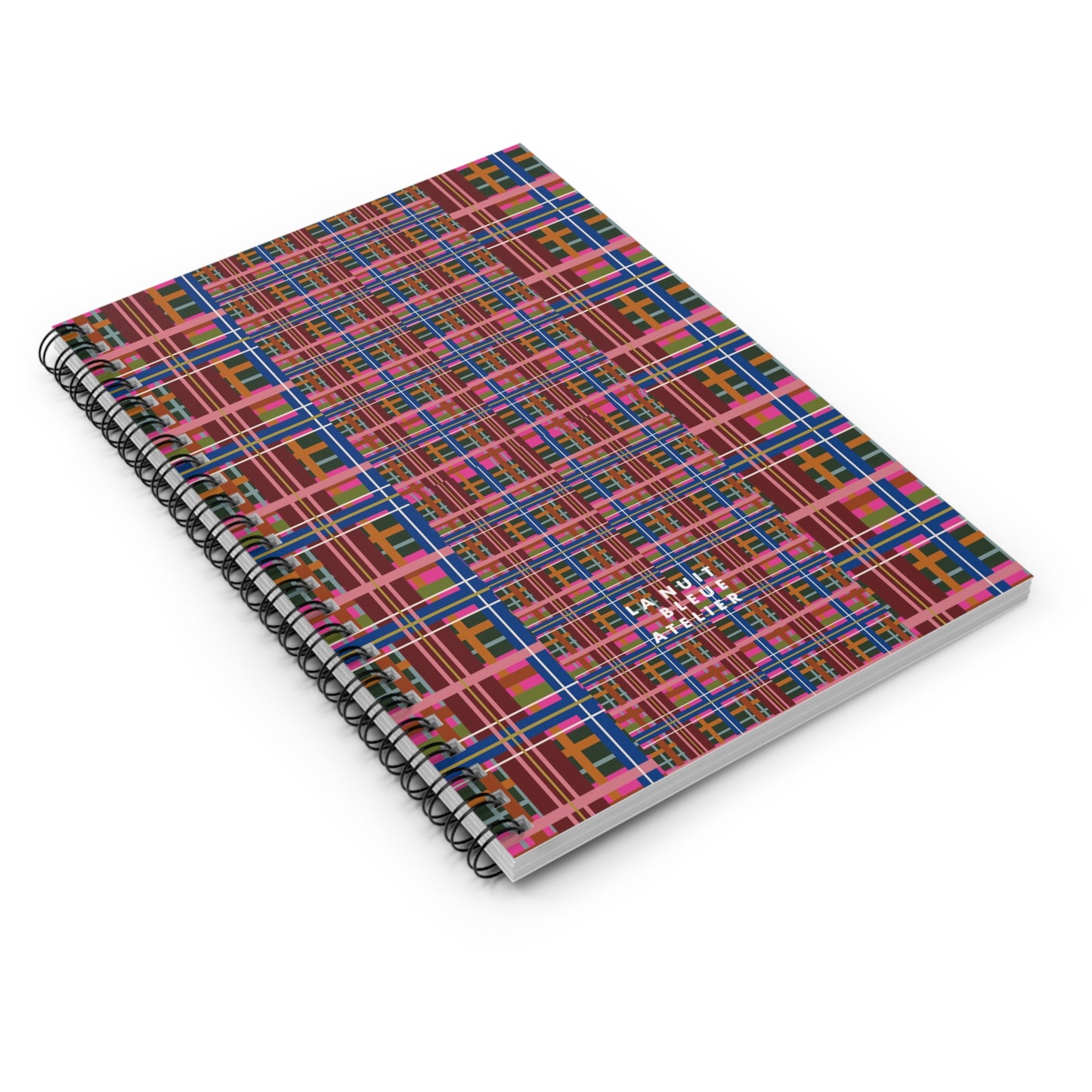 Pinky Blue Plaid Spiral Notebook