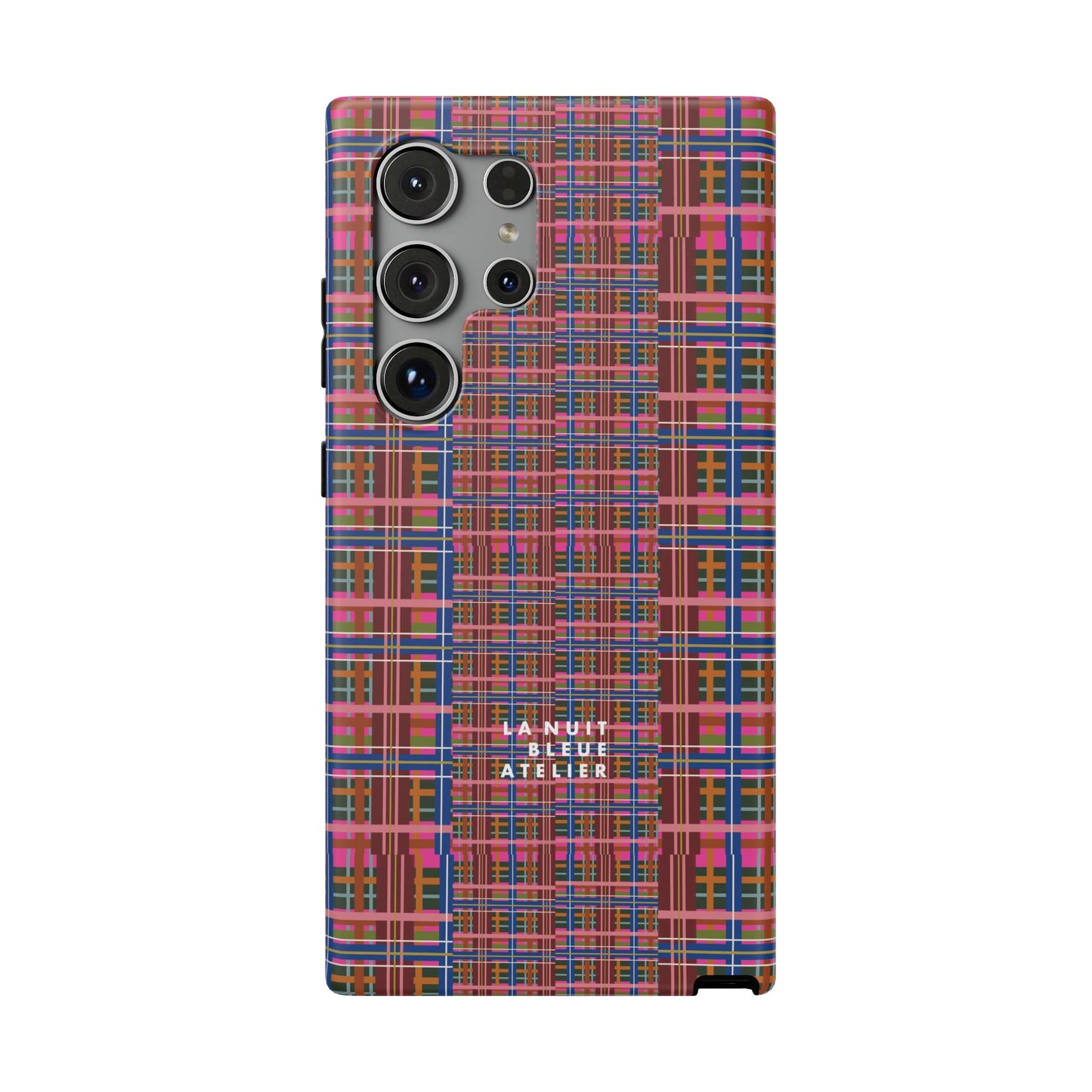 Pinky Blue Plaid Impact-Resistant Phone Case