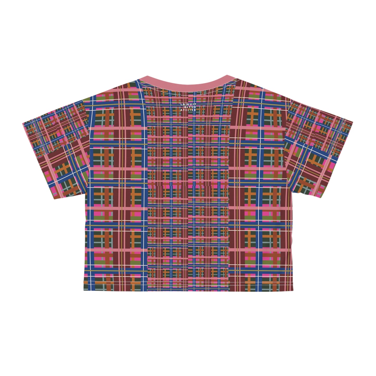 Pinky Blue Plaid Lightweight Crop Tee