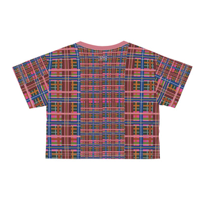 Pinky Blue Plaid Lightweight Crop Tee