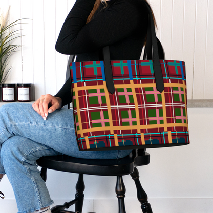 Multi Plaid No. 1 Vegan Leather Tote