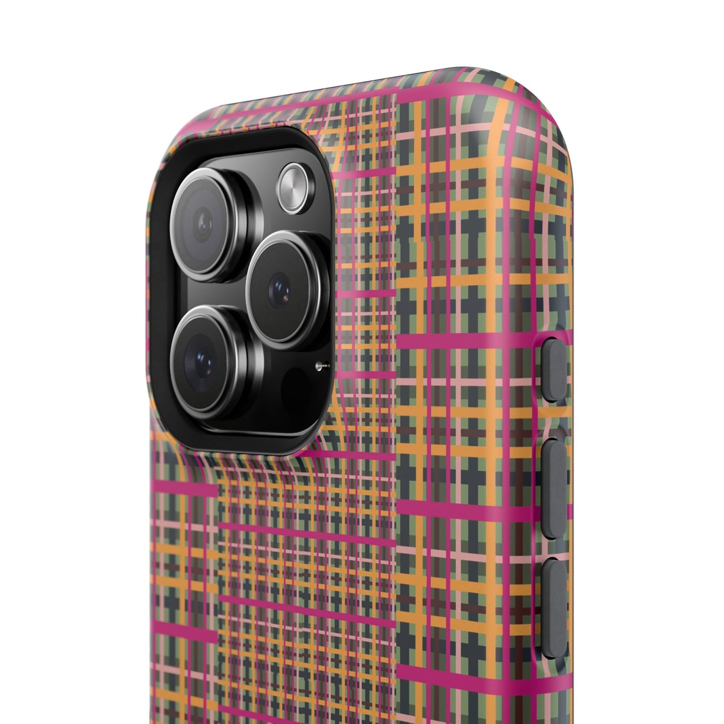 Fuchsia Plaid Impact-Resistant Phone Case