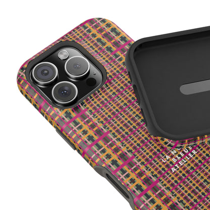 Fuchsia Plaid Impact-Resistant Phone Case
