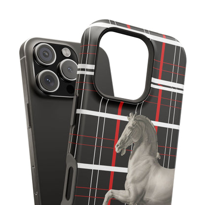 Plaid Horse Impact-Resistant Phone Case
