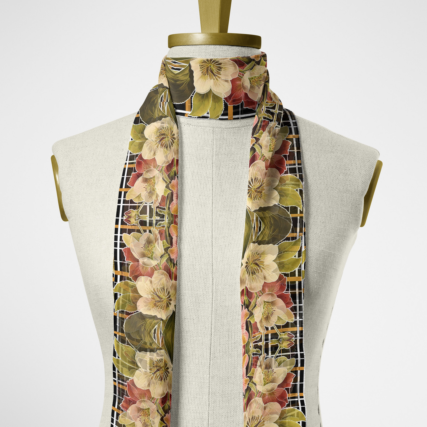 Botanica Plaid No. 1 Chiffon Long Scarf