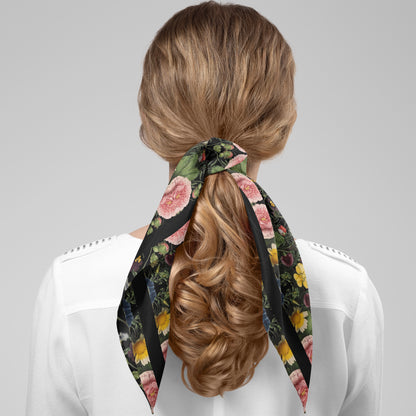 Botanica No. 1 Chiffon Square Scarf with Black Accent