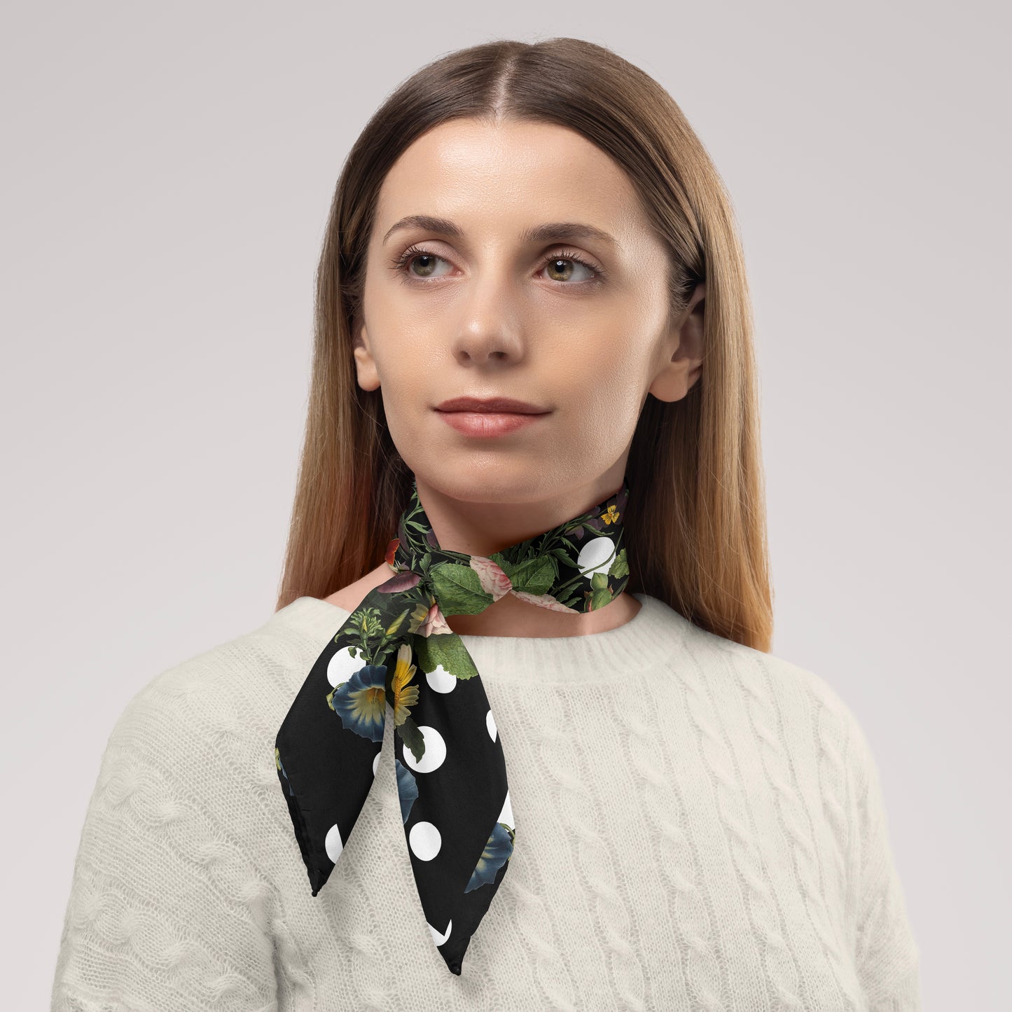 Botanica Pop Chiffon Square Scarf with Black Accent