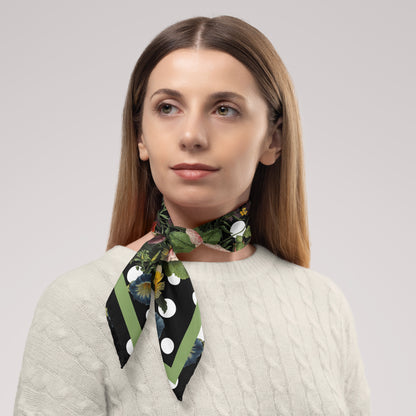 Botanica Pop Chiffon Square Scarf with Green Accent