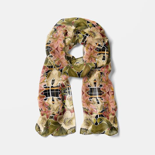 Botanica Plaid No. 1 Chiffon Long Scarf