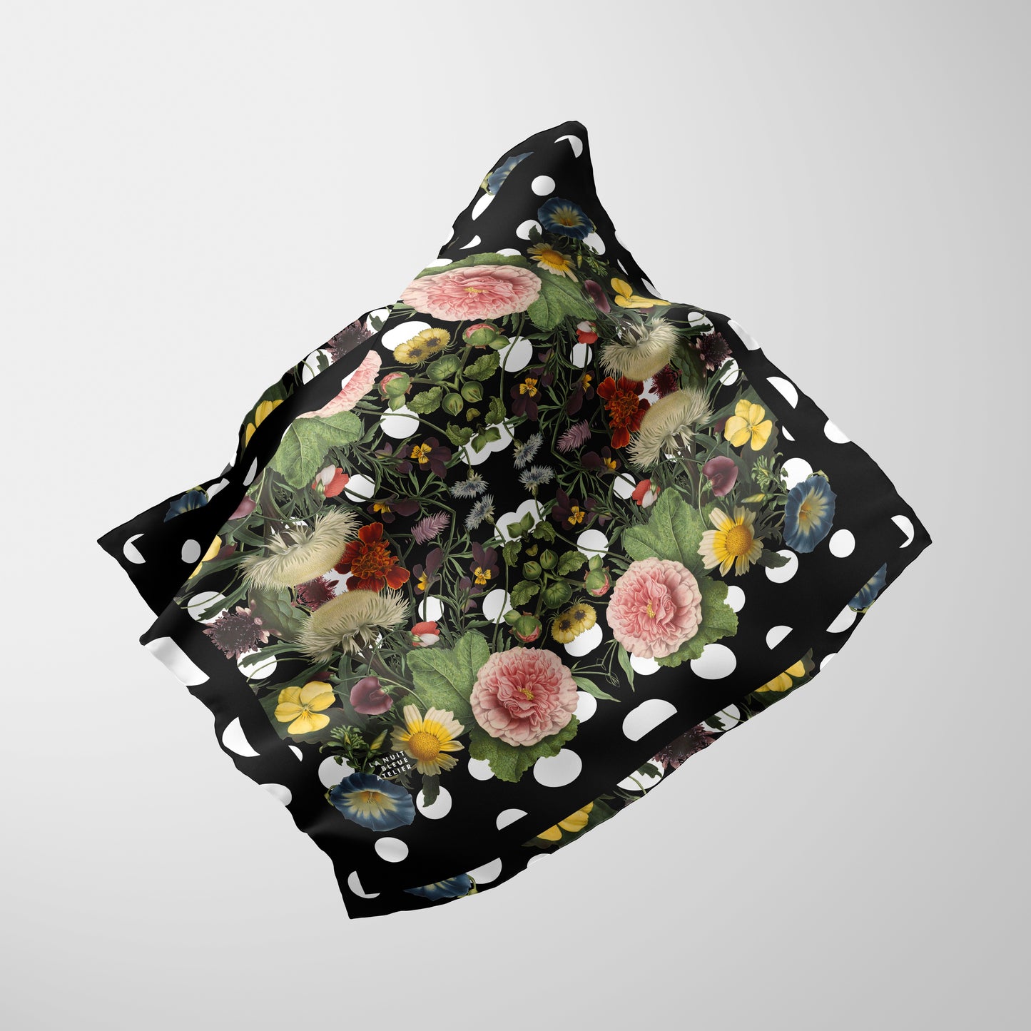 Botanica Pop Chiffon Square Scarf with Black Accent