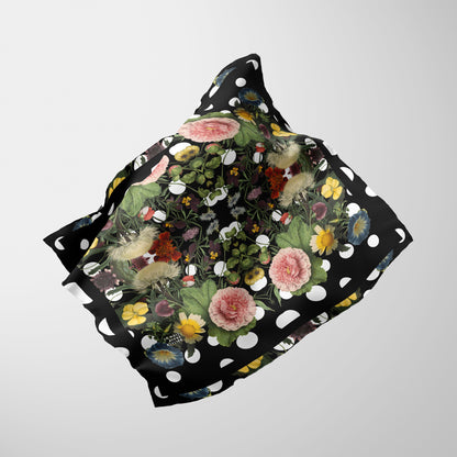 Botanica Pop Chiffon Square Scarf with Black Accent