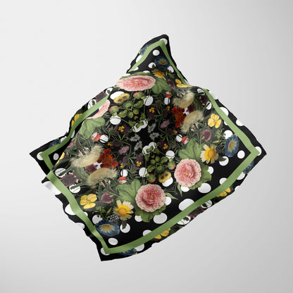 Botanica Pop Chiffon Square Scarf with Green Accent