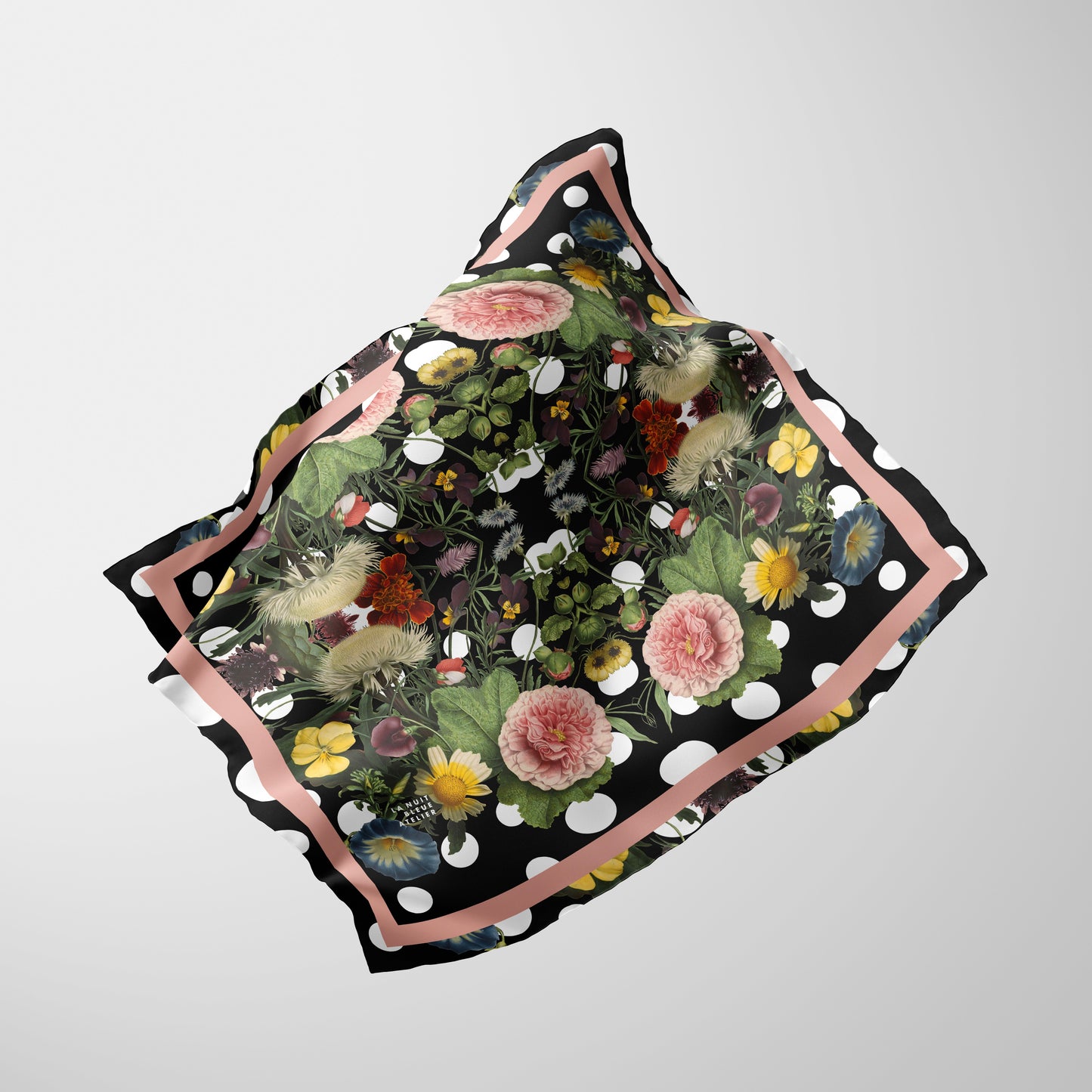 Botanica Pop Chiffon Square Scarf with Soft Pink Accent