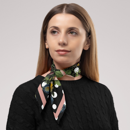 Botanica Pop Chiffon Square Scarf with Soft Pink Accent