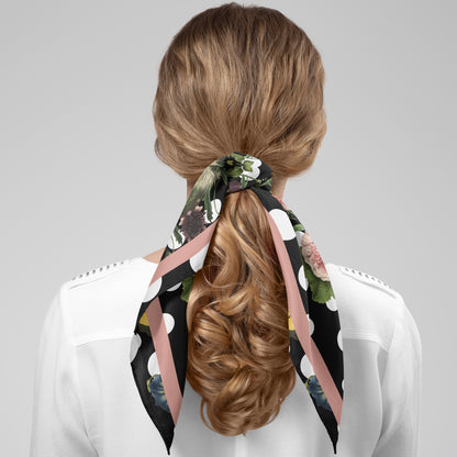 Botanica Pop Chiffon Square Scarf with Soft Pink Accent