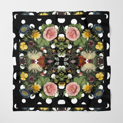 Botanica Pop Chiffon Square Scarf with Black Accent