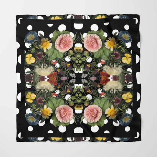 Botanica Pop Chiffon Square Scarf with Black Accent