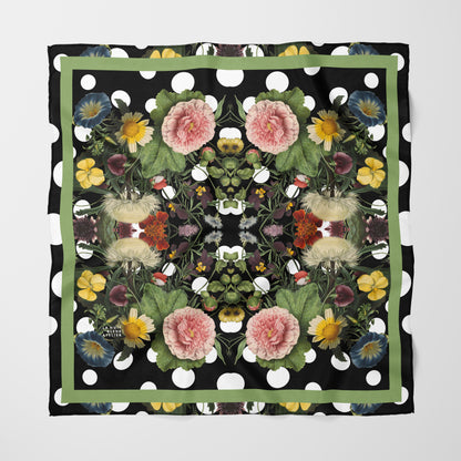 Botanica Pop Chiffon Square Scarf with Green Accent