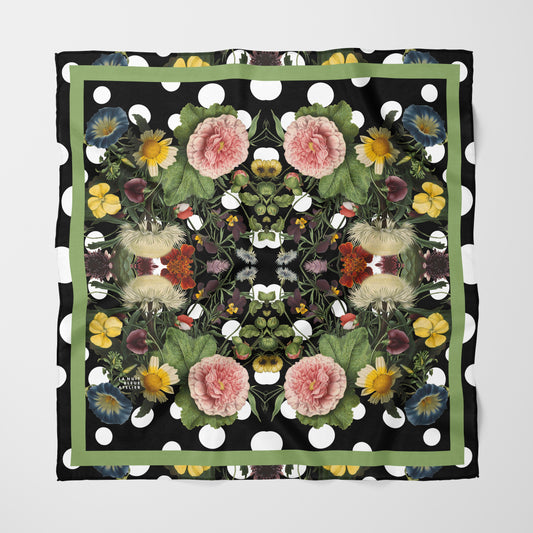 Botanica Pop Chiffon Square Scarf with Green Accent