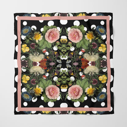 Botanica Pop Chiffon Square Scarf with Soft Pink Accent
