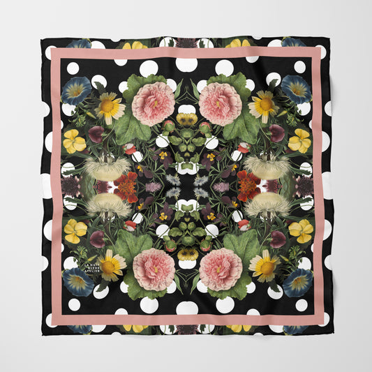 Botanica Pop Chiffon Square Scarf with Soft Pink Accent