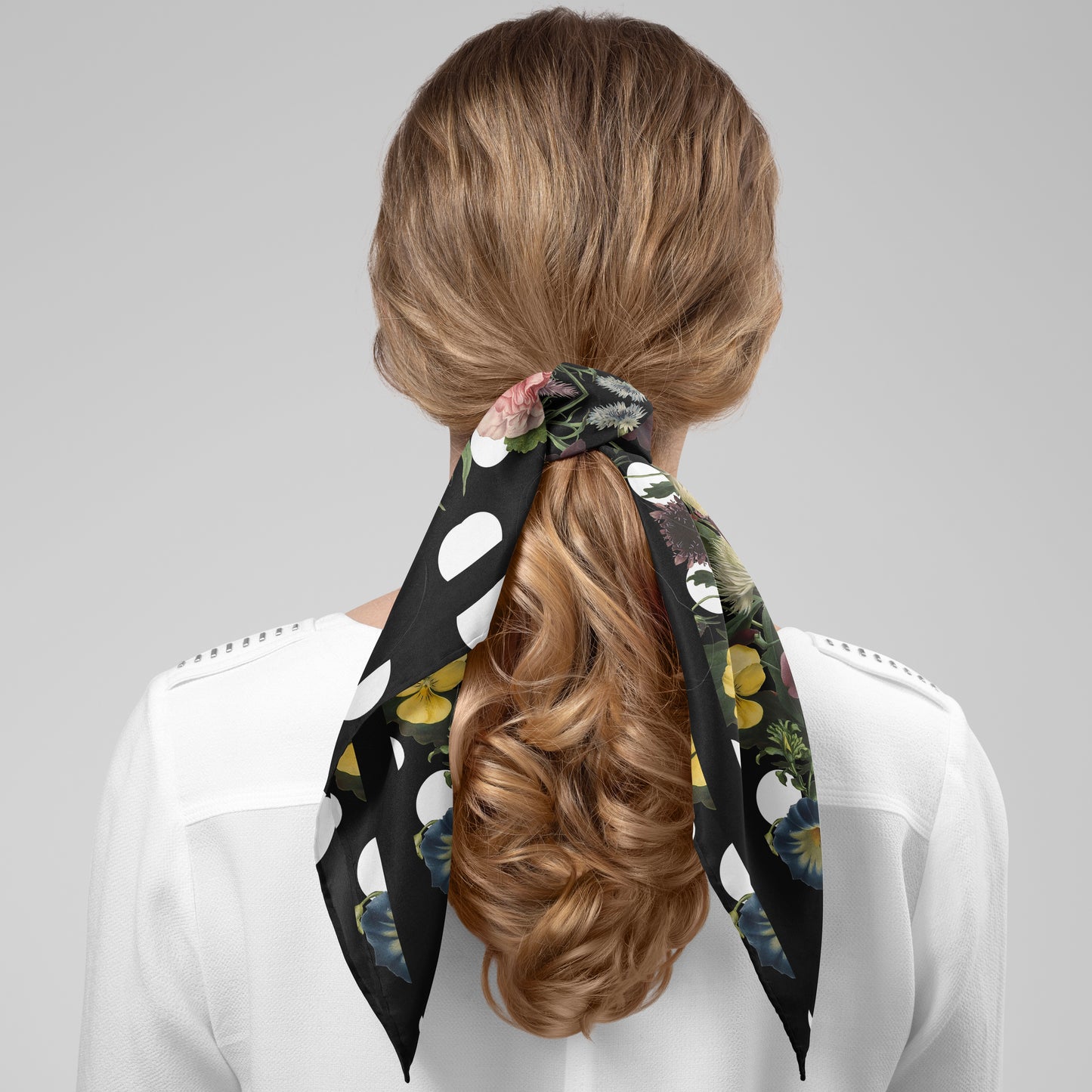 Botanica Pop Chiffon Square Scarf with Black Accent